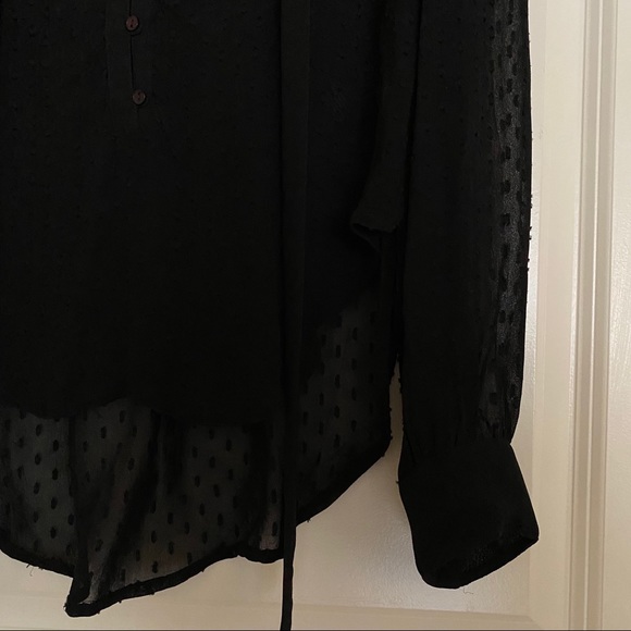 Black Sheer Textured Blouse by Kimchi Blue - Picture 4 of 7